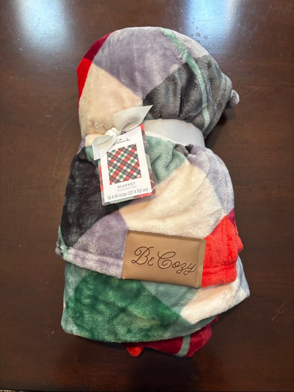 Hallmark Multicolor Be Cozy Patchwork Plush Throw Blanket NWT